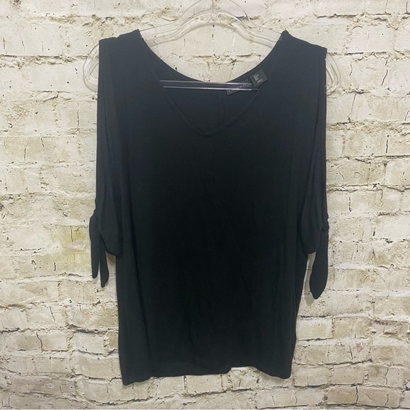 Tahari Tops - Tahari Black Soft V Neck Cut Out Tie Sleeve Top